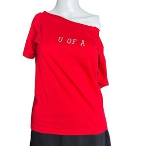 U of A Short Sleeve T Shirt Red Size Large